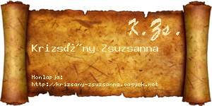 Krizsány Zsuzsanna névjegykártya